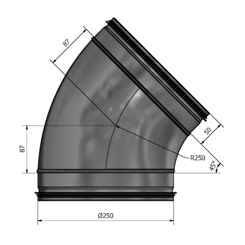 BÖJ 45 GRADER 250 MM