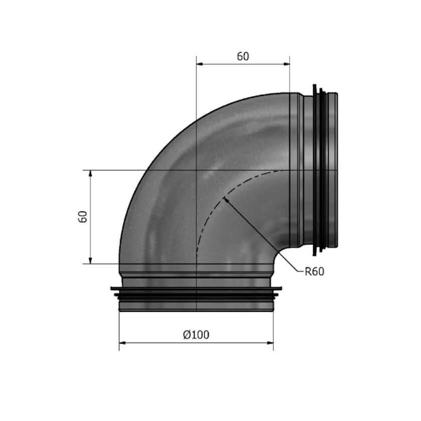 KORTBÖJ HIBK NIPPEL-NIPPEL ZM120 100 MM