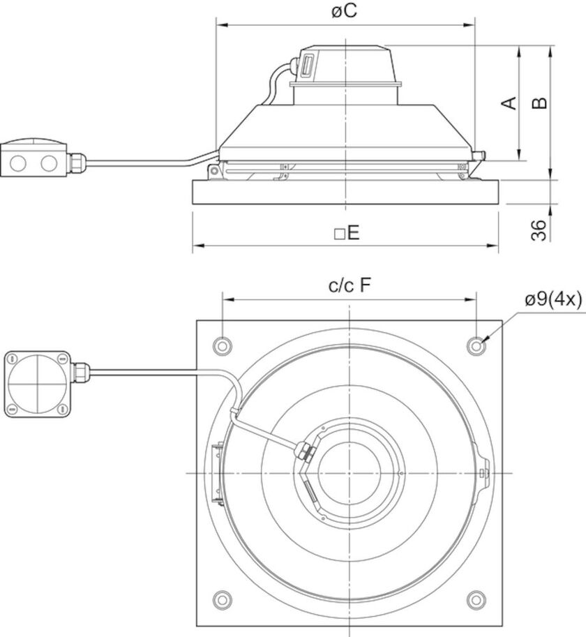TAKFLÄKT TFSR 160 EC RÖD