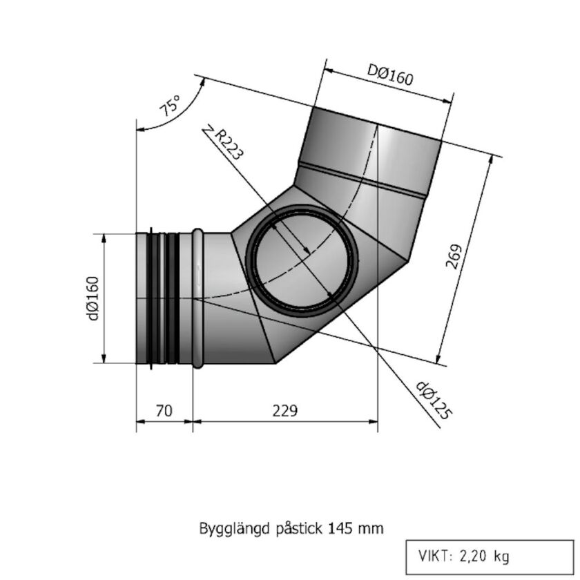RENSBÖJ HVH HEAT 75 GR STOS VÄNSTER 160 MM