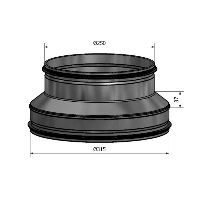 REDUKTION HFC NIPPEL-NIPPEL ZM120 315-250 MM