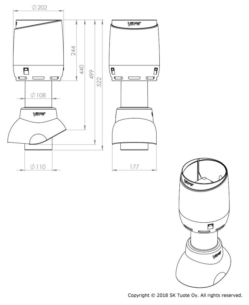 VILLALUFTSPAKET FLOW SVART 2-KUPIG BETONG 110 MM