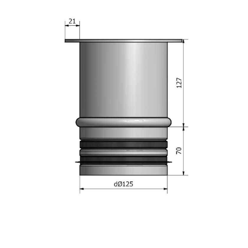 INLOPPSRÖR HSKFH HEAT NIPPEL FLÄNS 125 MM