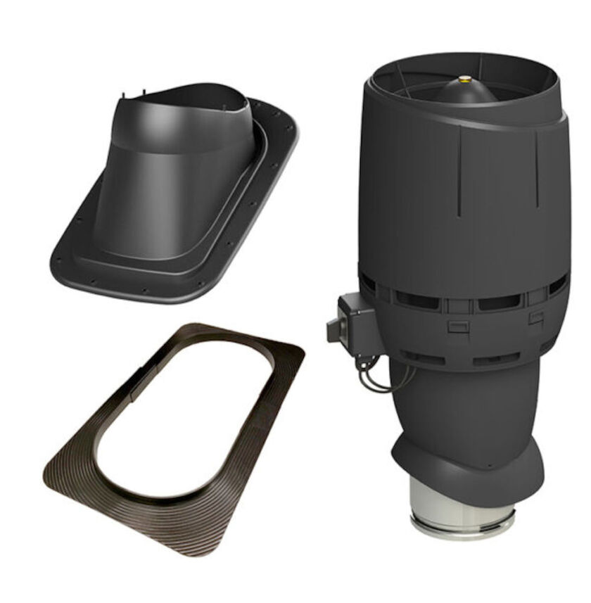 TAKFLÄKTSPAKET FLOW ECO SVART SLÄT PLÅT-PAPP 160MM