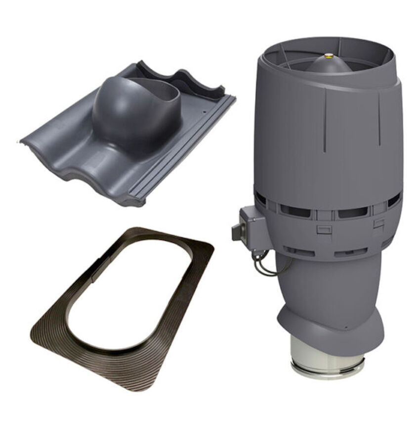 TAKFLÄKTSPAKET FLOW ECO GRÅ 2-KUPIG BETONG 160 MM