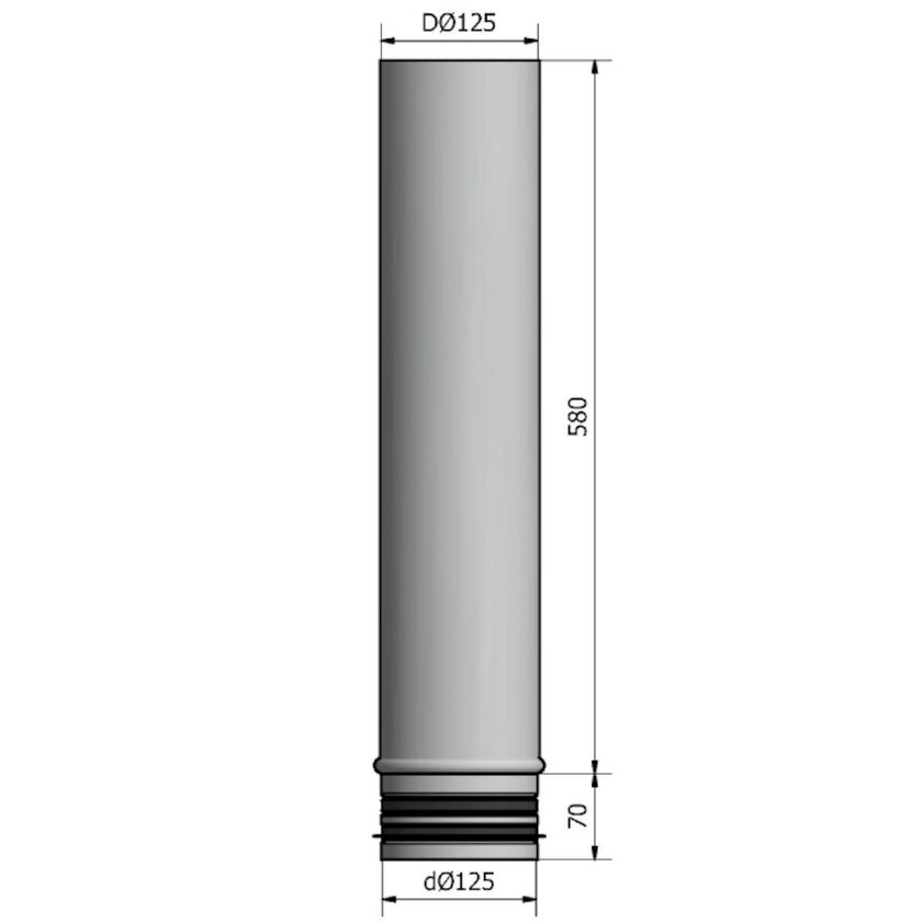 RÖR HELSVETSAT HILMH HEAT NIPPEL LÅNGMUFF 125 MM