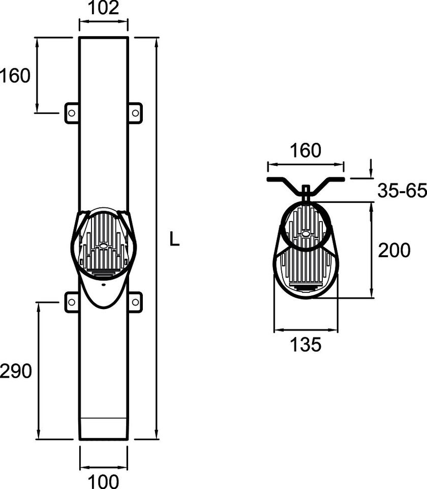 VANDALRÖR 102 MED LÖVIS PLANNJA FZV 850 MM