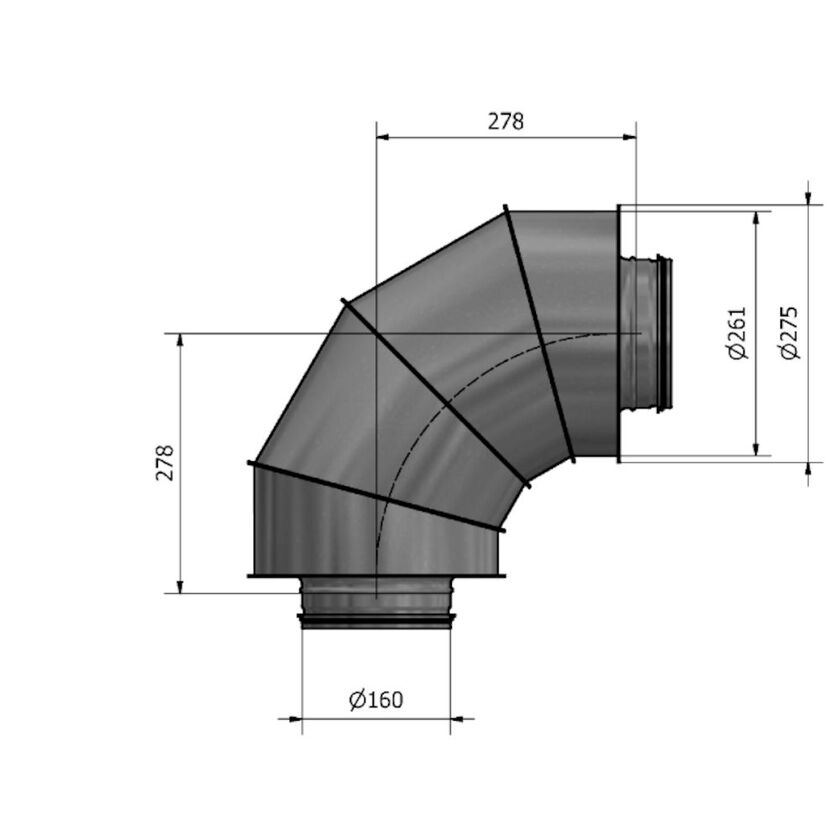 LJUDDÄMPARE BÖJD HRFV 90 GR 50 MM ISOLERING 160 MM