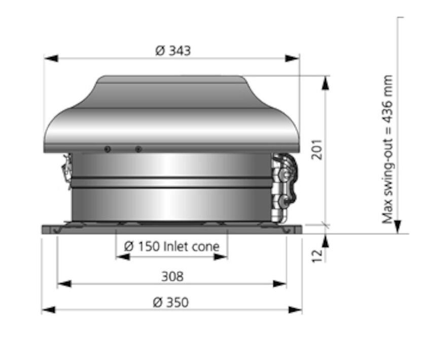 TAKFLÄKT TKC 300 C AC SVART