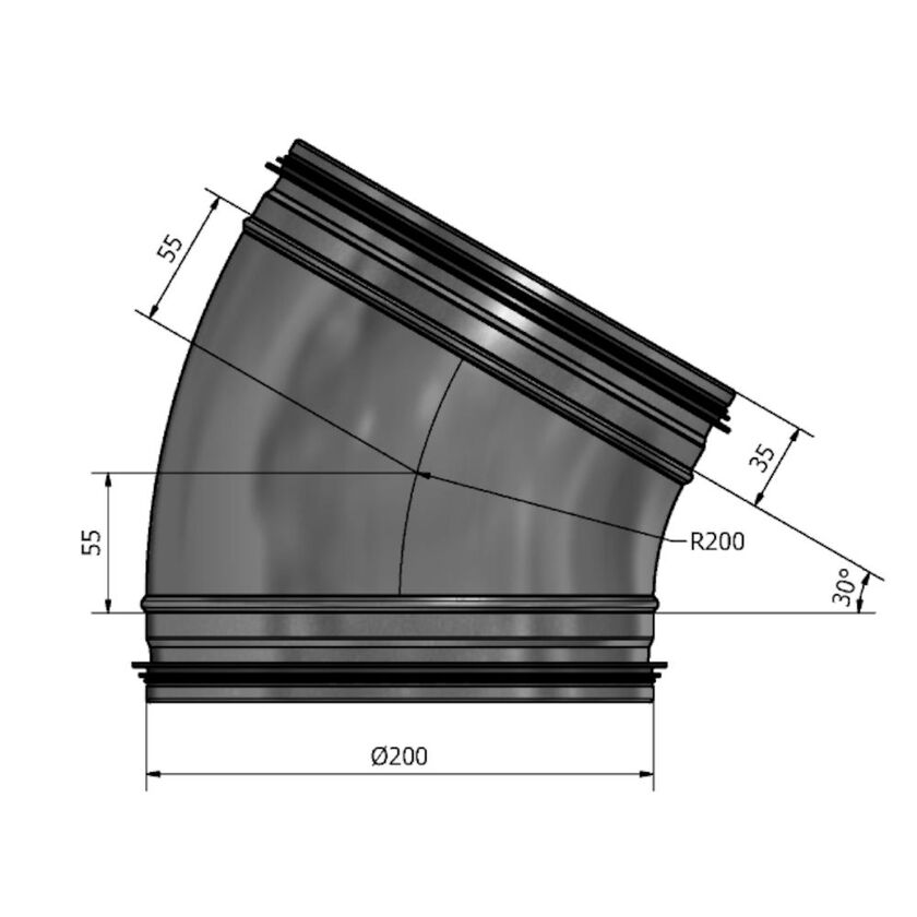 BÖJ 30 GRADER 200 MM